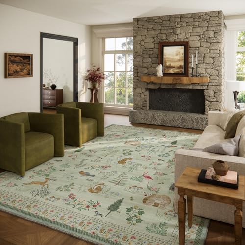 10x12 Area Rugs for Living Room: Washable Bedroom Rug Stain Resistant Non Slip Low Pile Ultra Soft Faux Wool Lightweight Large Rugs for Dining Room Under Table Rug Nursery Farmhouse Home Office Indoor by palohom