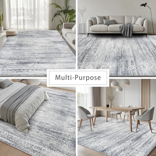 8x10 Washable Area Rugs for Living Room,Bedroom,Dining Room (Grey Cream) - Image 5