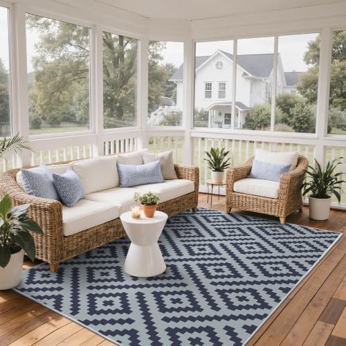 GENIMO Outdoor Rug, Waterproof Plastic Rugs for Patio, 6'x9' Slate Blue - Image 4