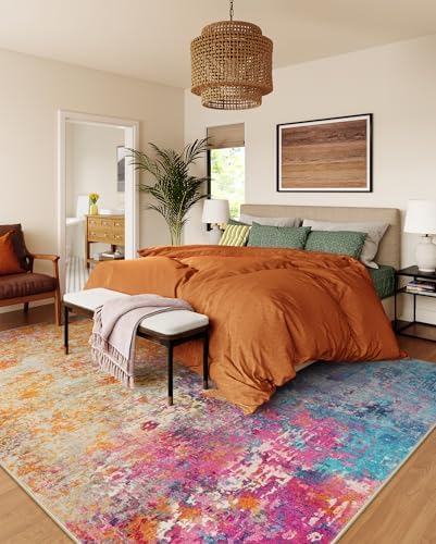 Lahome Modern Abstract Washable Living Room Rug, Colorful 8x10 Area Rugs for Bedroom Girls Kids Non Slip Low Pile, Large Soft Indoor Accent Carpet for Dining Room Table Home Decor - Image 3