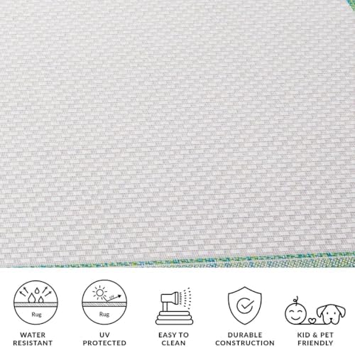 SAFAVIEH Courtyard Collection 4' x 5'7" Ivory/Green CY8475 Indoor/ Outside Waterproof Easy cleansingPatio Backyard Mudroom Area Mat - Image 7