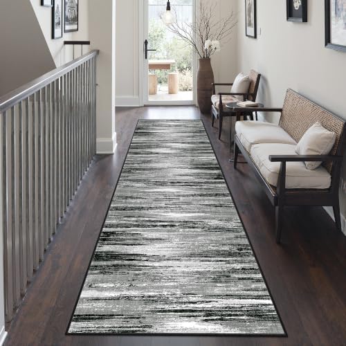 2x8 Runner Rug Non Slip,Washable Hallway Runner Rug,Black by Restydon
