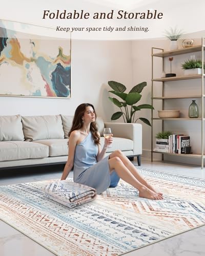 Miukiki 4x6 Washable Area Rug Non Slip Rug for Living Room Multi - Image 5