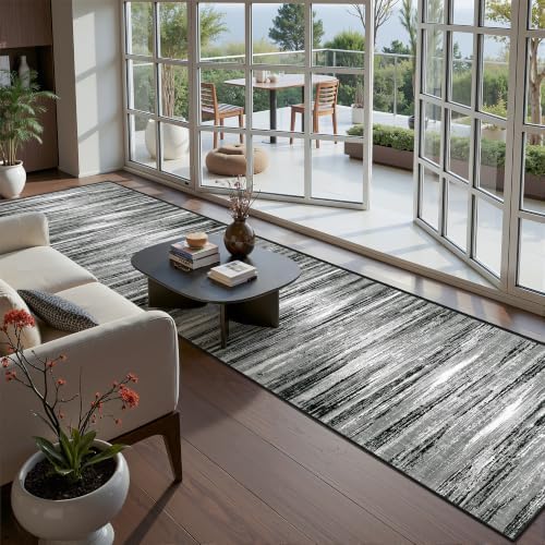 2x12 Runner Rug Non Slip,Washable Hallway Runner Rug,Black - Image 4