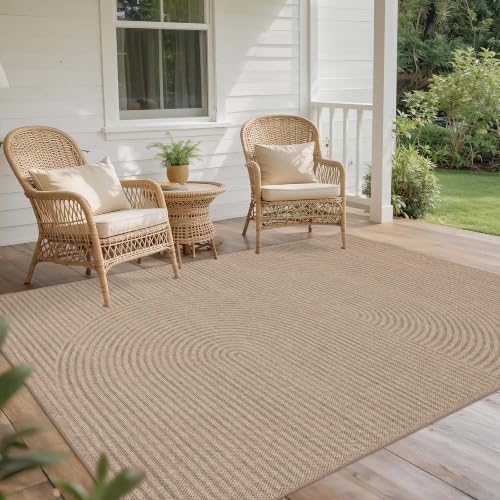 Easy Jute Rug for Pet Homes: 5x7 Outdoor Rug - Swirl Curved Pattern - Image 2