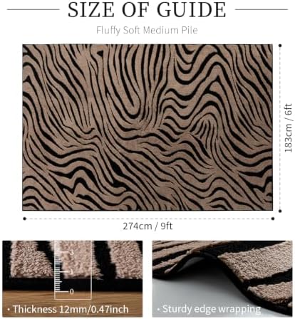 YIHOUSE Zebra Area Rugs 6x9: Taupe Abstract Washable Living Room Rug - Image 2