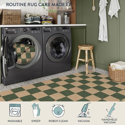 Lahome Checkered Easy Jute Kitchen Runner Rug, 2x8 Outdoor Rugs Washable - Image 4