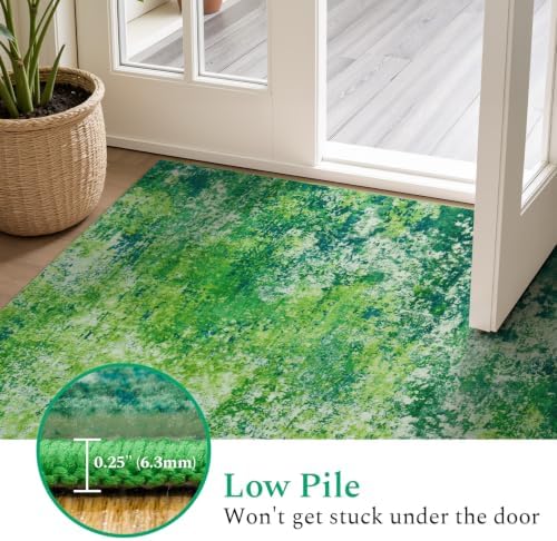 Rugflix 5x7 Dark Green Area Rug for Living Room, Washable Colorful Rug - Image 6