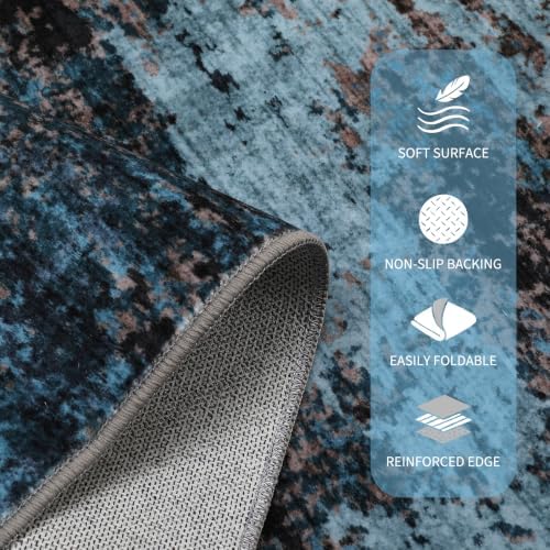 GarveeHome Modern Abstract Runner Rug 2.5x8 Hallway Rug Blue Green - Image 6