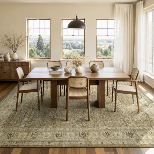 Lofus 8x10 Washable Area Rug for Living Room, Non-Slip Brown Boho Carpet - Image 3