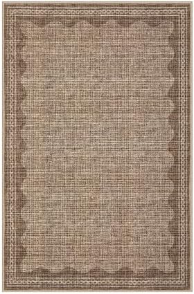 GarveeHome Door Mat Indoor Rugs for Entryway Scalloped Small Rug 2x3 Washable Non-Slip Solid Coffee Modern Minimalism Soft Low-Pile Throw Carpet for Bedroom Kitchen Bath Entrance - Image 5
