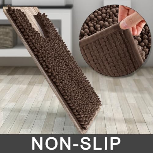 Yimobra Toilet Rug U Shaped Washable 24x20 Inch - Ultra Soft Absorbent Chenille Bath Rugs for Toilet, Quick Dry & Machine Washable, Non Slip Contour Bathroom Mat, Brown - Image 4