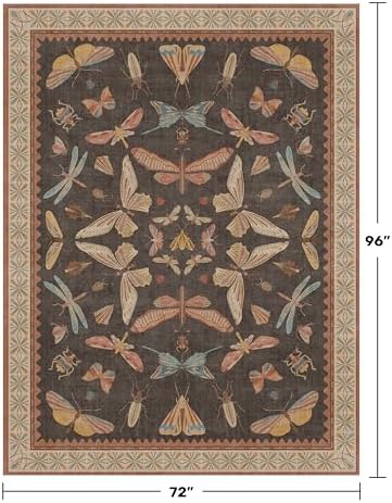 Washable 6x8 Area Rug for Living Room, Ultra Soft Carpet for Bedroom & Dining Room, Brown Orange Vintage Farmhouse Décor, Non Slip Low Pile Stain Resistant Rug - Image 2