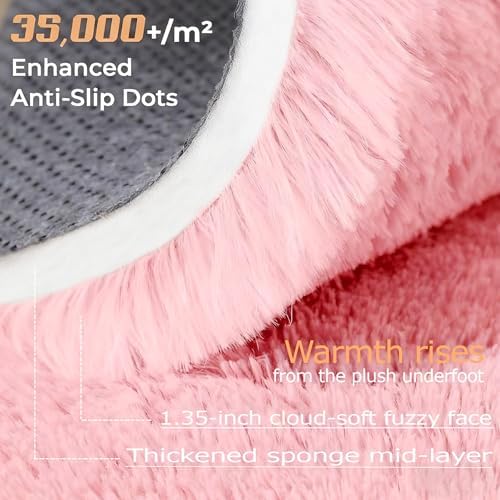 6x9 Area Rug for Living Room: Fluffy Shag Soft Washable Rugs Large Fuzzy Plush Indoor Carpet for Bedroom Nursery Playroom Kids Girls Boys Room (Pink, 6'x9') - Image 4