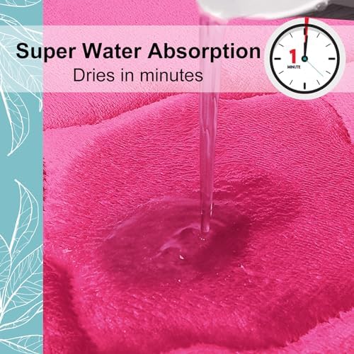 OLANLY Memory Foam Bath Mat Rug 59x34, Ultra Soft Bathroom Rugs, Deep Pink - Image 5