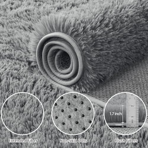 9x12 Area Rug for Living Room,Light Gray Fluffy Shag Non-Slip Bedroom Rugs - Image 5