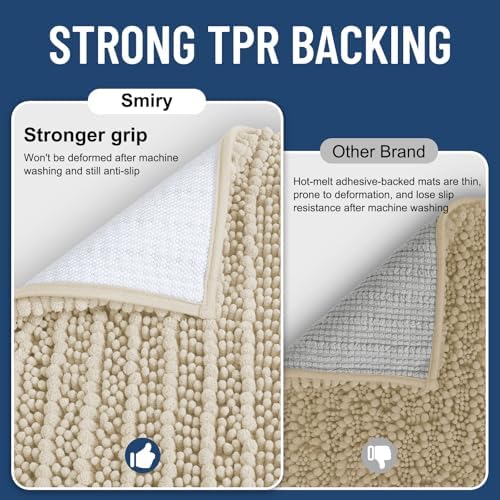 Smiry Bathroom Rugs 24X16, Extra Soft Rubber Backing Chenille Bath Mats - Image 3