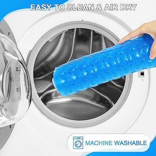 Bathtub and Shower Mats, 40x16 Inch Extra Large Non Slip Soft Bath Tub Mat with Suction Cups and Drain Holes for Bathroom Floor, Machine Washable, Clear Blue - Image 6