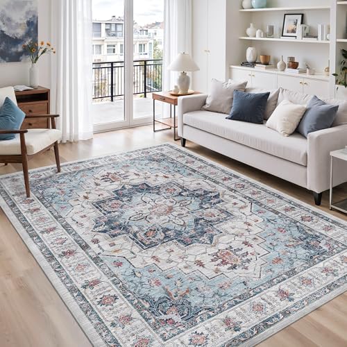 zesthome 6x9 Area Rugs for Living Room,Large Washable Rug,Blue - Image 4