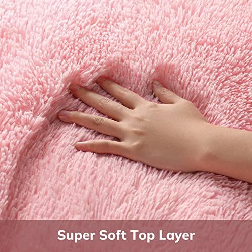Ophanie Pink Area Rugs for Bedroom Girls, 5x7 Kids Fluffy Fuzzy Furry Shag Carpet, Plush Soft Cute Baby Shaggy Bedside Indoor Floor Rug for Teen Dorm Decor, Nursery with Over 99 pcs Pile fibers - Image 2