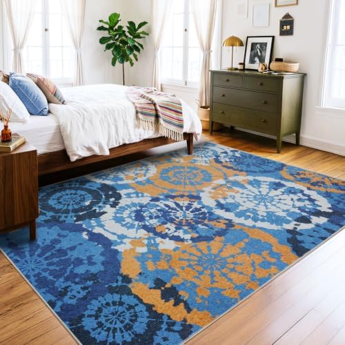 Boho 5x7 Area Rug, Washable Non-Slip Low-Pile Rugs for Living Room - Image 6