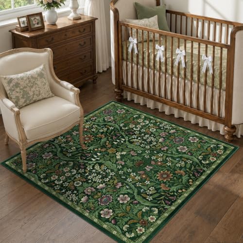 4x4 Square Rug Floral Washable Rugs for Entrance Indoor Doormat - Image 4