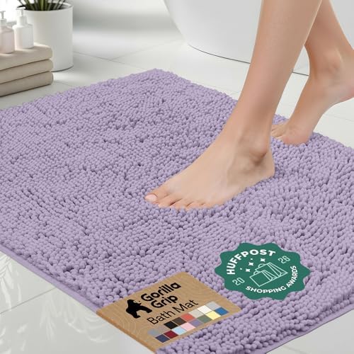 GORILLA GRIP Bath Rug Mat for Bathroom, Absorbent Chenille, 36x24 Purple by GorillaGrip