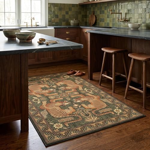 GarveeHome 3x5 Tiger Washable Rug Entryway Boho Bedroom Non Slip Vintage - Image 3