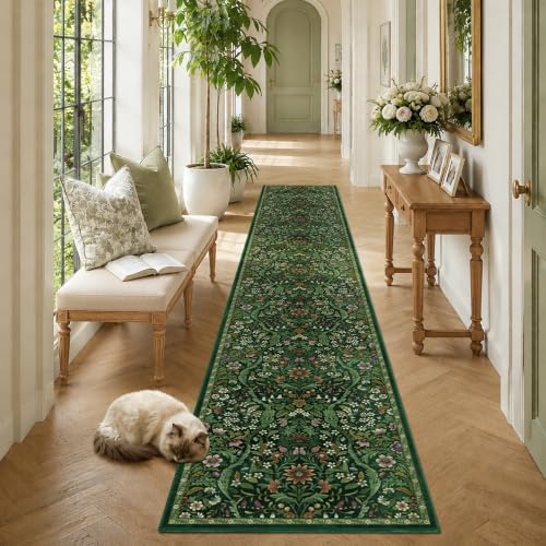 2x12 Floral Runner Rug for Hallway Washable Kitchen Runner Rug - Image 3