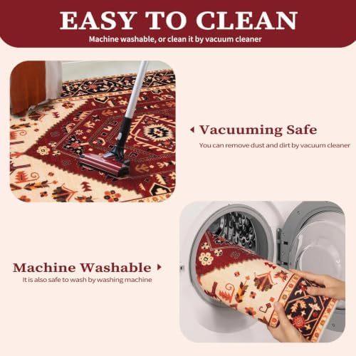 SERISSA 6x9 Washable Non Slip Boho Area Rug for Living Room，Red Black - Image 4