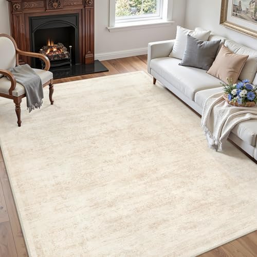 8x8 Area Rugs Living Room: Bedroom Washable Carpet Retro Beige - Image 3