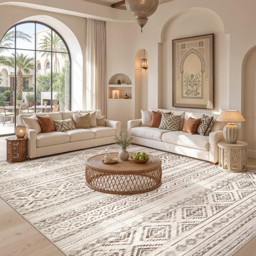 cotiled Boho 10x12 Area Rug for Living Room: Large Moroccan Washable Rug - Image 4