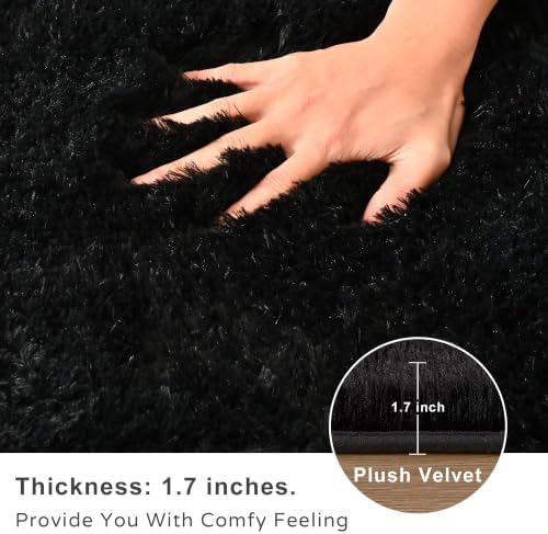 9x12 Ft Black Fluffy Area Rug for Living Room, Soft Washable Carpet - Image 7
