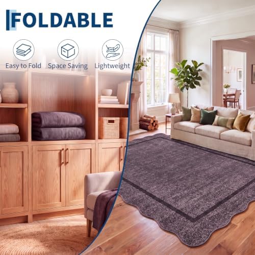 GarveeHome Scalloped Washable Area Rug 4x6 Non Slip Entry Rug, Purple - Image 7