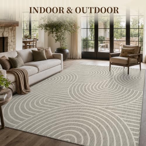 PADOOR-Outdoor Rug-Patio Rug 6x9 ft Polypropylene Indoor Outdoor Rugs Outdoor Carpet for Patio Deck Balcony Porch, Textured Weave, Durable for High Traffic, Fade-Resistant, Modern Neutral Grey - Image 3