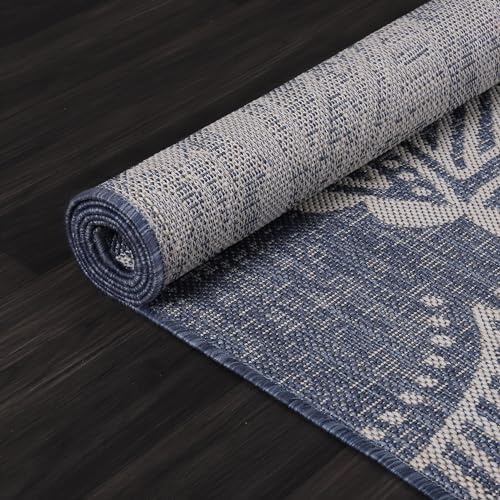 Luul Home Medallion Outdoor Rug 10x14 Washable Outside Carpet for Indoor Patio Porch Waterproof Easy Cleaning Non Shedding Area Rugs Blue 10 x 14 - Image 6