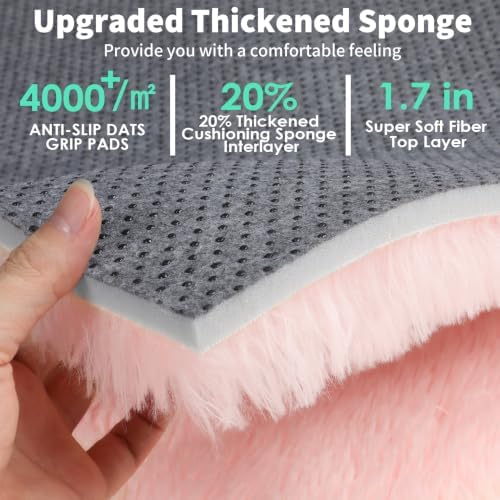 Pink Area Rugs for Girls Bedroom Living Room, Fluffy 4x6 Bedside Shag Rug - Image 4