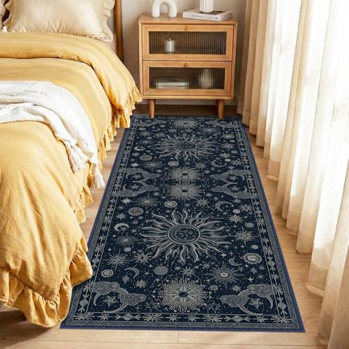 Vacuum-Friendly, 2x6 Washable Area Rug, Blue Gray White - Image 3