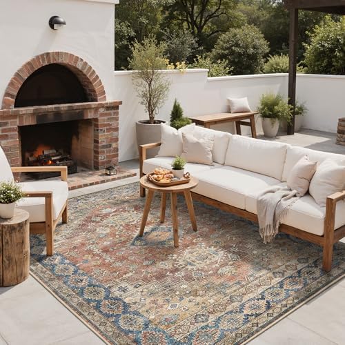 GENIMO Indoor Outdoor Rug, Washable for Patio and Deck, Dusty Blue, 8x10 - Image 6