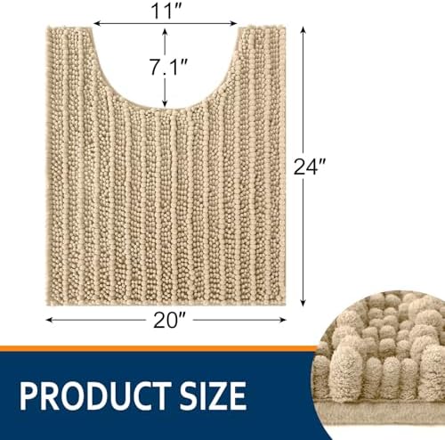 Smiry Bathroom Toilet Rugs U Shaped 24X20, Chenille Bath mats for Toilet - Image 2