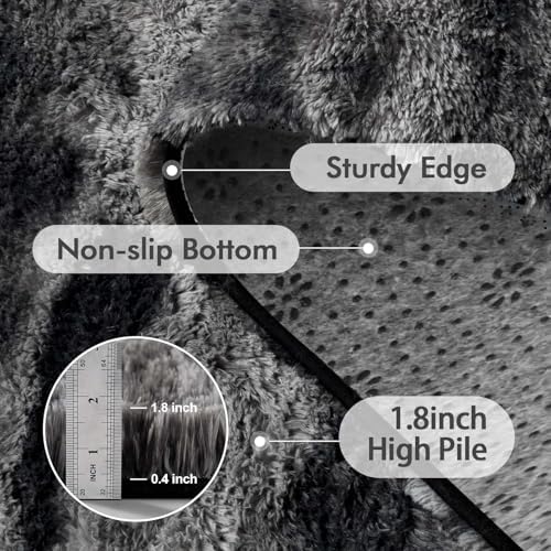 Area Rugs for Living Room, 5x7 Feet Soft Fluffy Shagg Plush Rug High Pile Large Non-Slip Floor Carpet for Bedroom Nursery Dorm Decor Aesthetic Black - Image 5