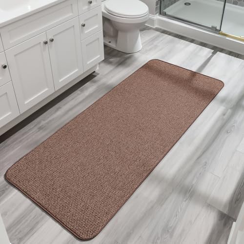Bosap Bath Mat,Ultra Thin Bathroom Runner Rugs,Large Bath Mats for Bathroom,Quick Dry,Non-Slip,Machine Washable,Low Pile,Bath Rug,Shower Outside,Sink,Home Decor Accessories.Brown,3'x4'(36x48inch) by BosapDirect