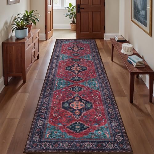 Tangsoo 2.6x10 Washable Hallway Runner Rug,Vintage Non Slip Runner Rug by Tangsoo