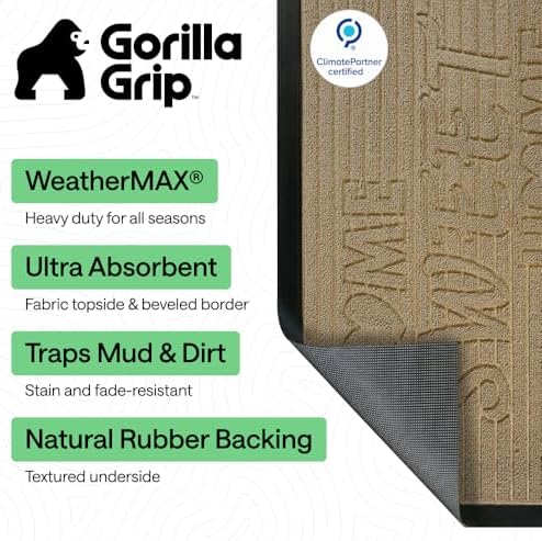 GORILLA GRIP WeatherMAX Door Mat, Indoor Outdoor, 35x23, Home Sweet Home - Image 2