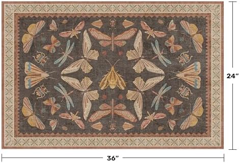 Vintage 2x3 Entry Way Rugs Indoor, Stain Resistant Washable Kitchen Rugs Non Slip, Small Soft Carpet for Bathroom, Powder Room, Insect Boho Indoor Décor, Low Pile & Stain Resistant (Orange and Brown) - Image 2