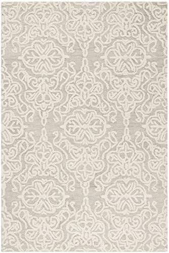 SAFAVIEH Blossom Collection Accent Rug - 3' x 5', Silver & Ivory, Handmade Wool, Ideal for High Traffic Areas in Entryway, Living Room, Bedroom (BLM112G) by Unknown