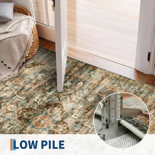 GarveeHome Washable Rug 2x3 Vintage Small Entryway Rugs Grey/Orange - Image 6