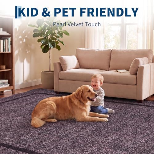 GarveeHome Scalloped Living Room Rug 5x7 Area Rug Washable, Heather Purple - Image 7