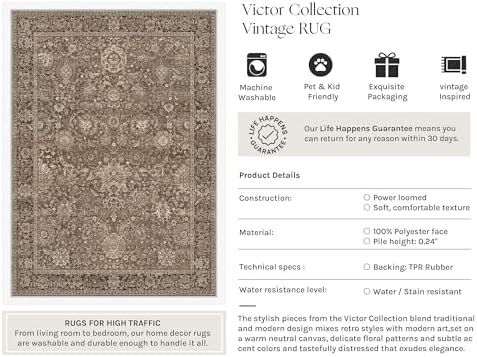 HUGEAR Hallway Runner Rugs 3x8 Brown Vintage Rug - Image 3