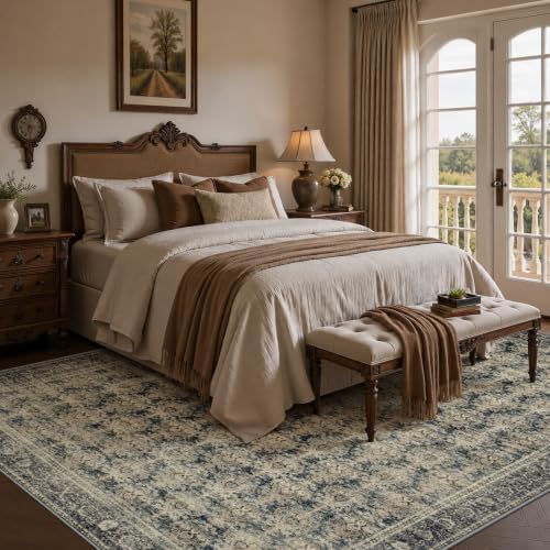 5x7 Area Rugs Living Room: Washable Vintage Floral Rug for Bedroom - Image 2